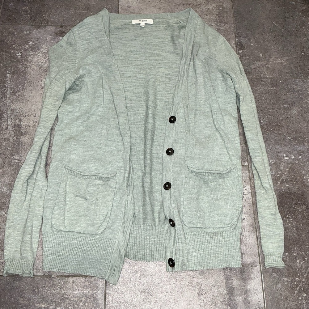 Madewell Graduate Sweater Cardigan Light Green‎ Cotton Spring Women's Size XS